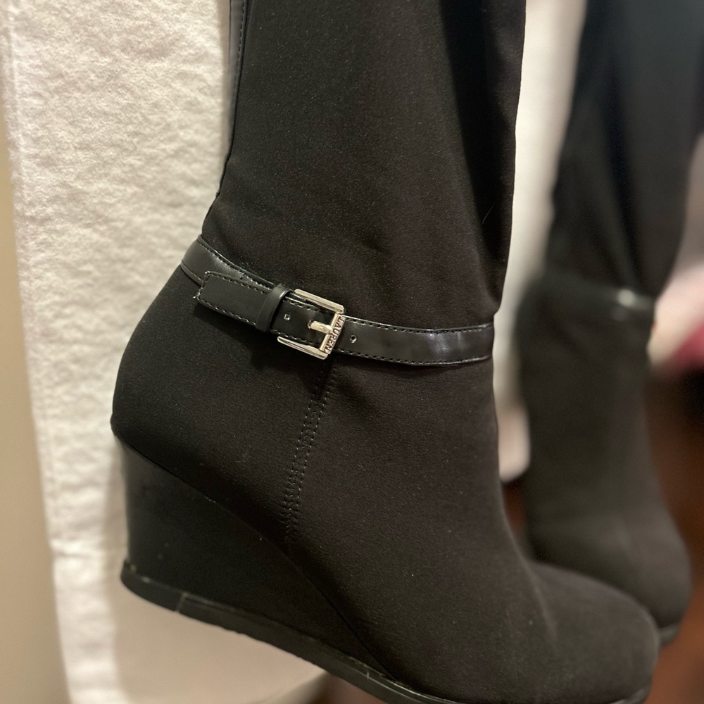 Ralph Lauren Tula Black Microfiber Stretch Fabric Boot 7.5 - Picture 8 of 11